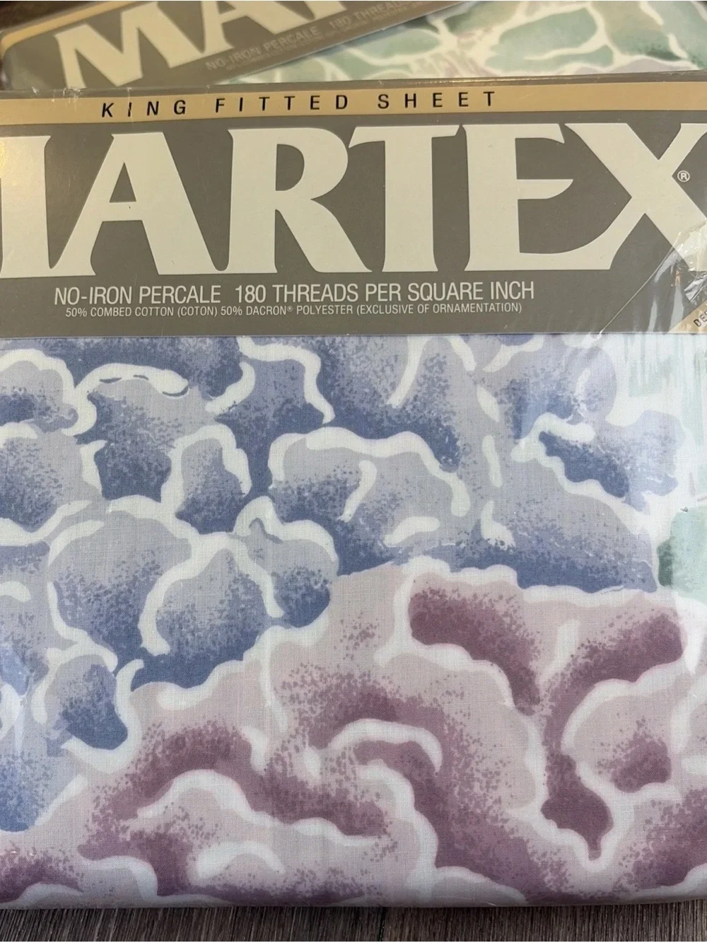Vintage Martex Silk Forest Floral KING Sheet Set Flat & Fitted New Old Stock